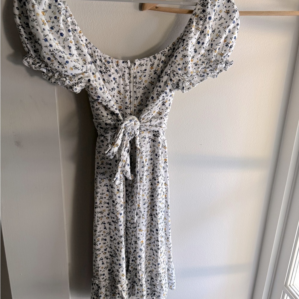 Off Shoulder Floral White Dress